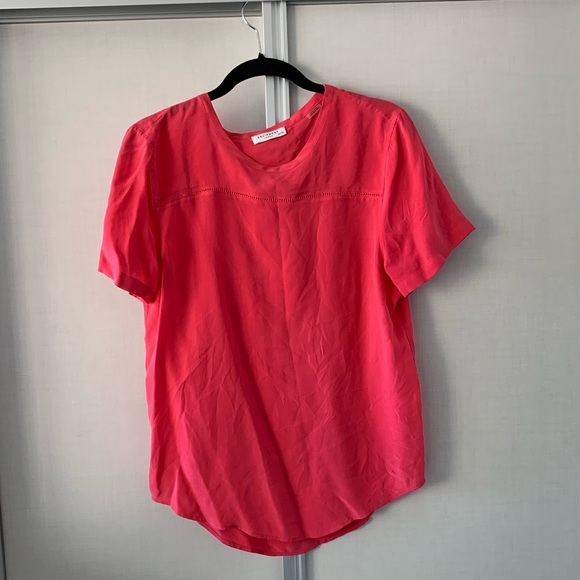 Equipment pink silk t-shirt with cut out detail